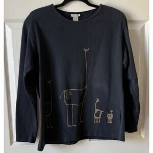 Vintage CITE Cité Black Safari Animal Graphic Sweatshirt Est M Wearable Art